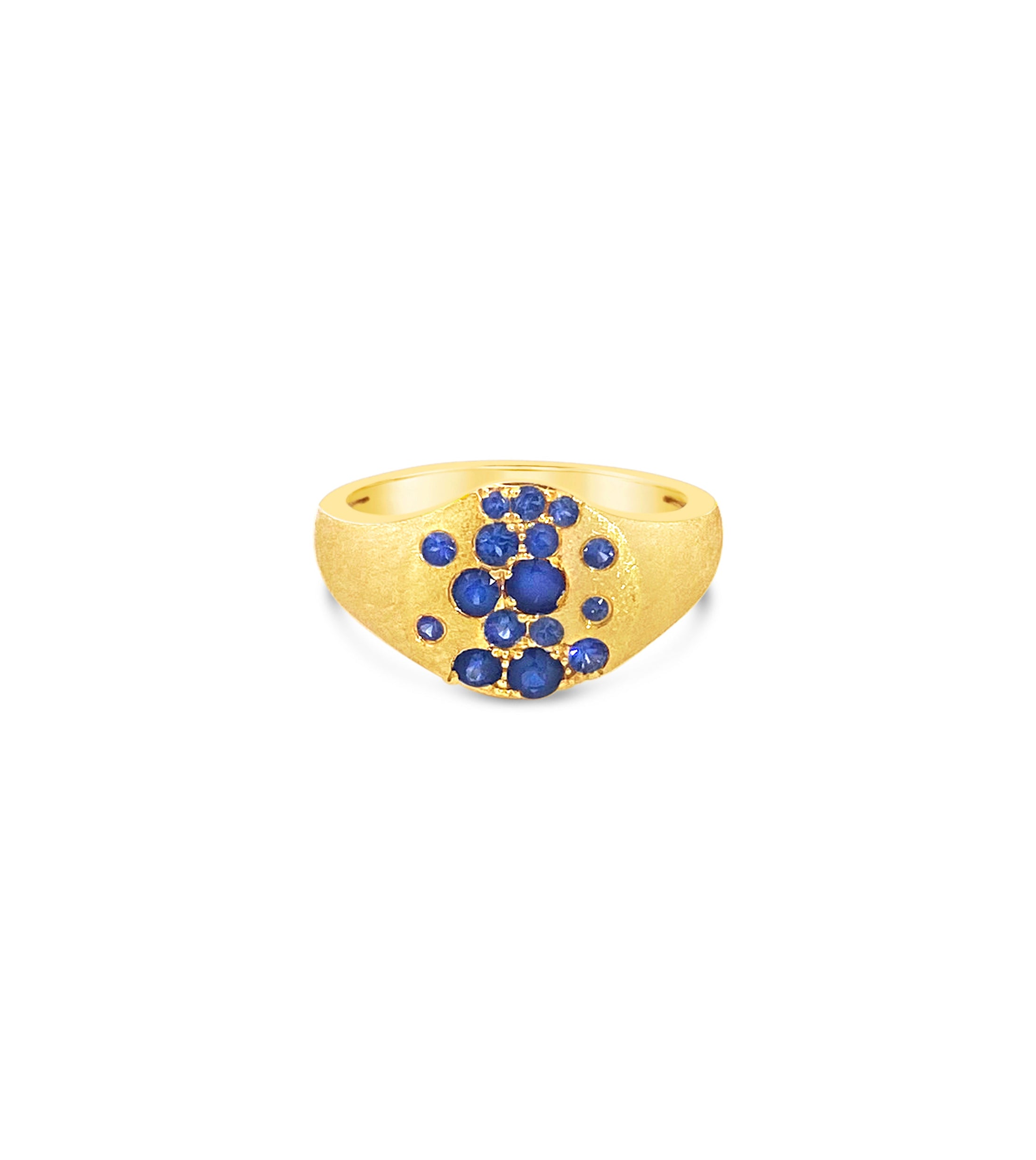 OLIVE & CHAIN Sapphire Celestial Pinky Ring - Yellow Gold, 3.5