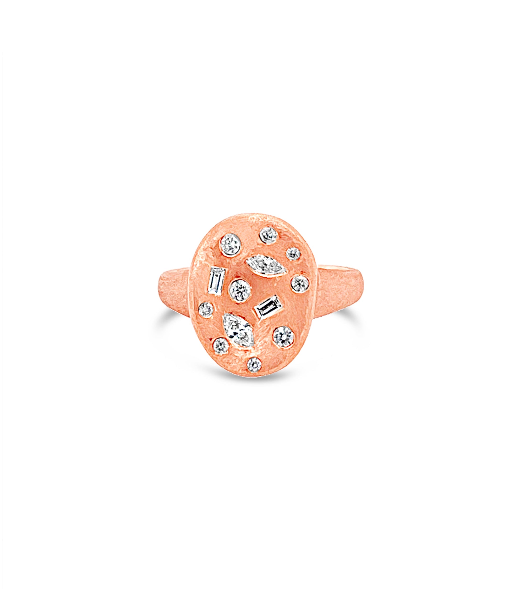 OLIVE & CHAIN Diamond Fancy Celestial Concave Ring - Yellow Gold, 6.0