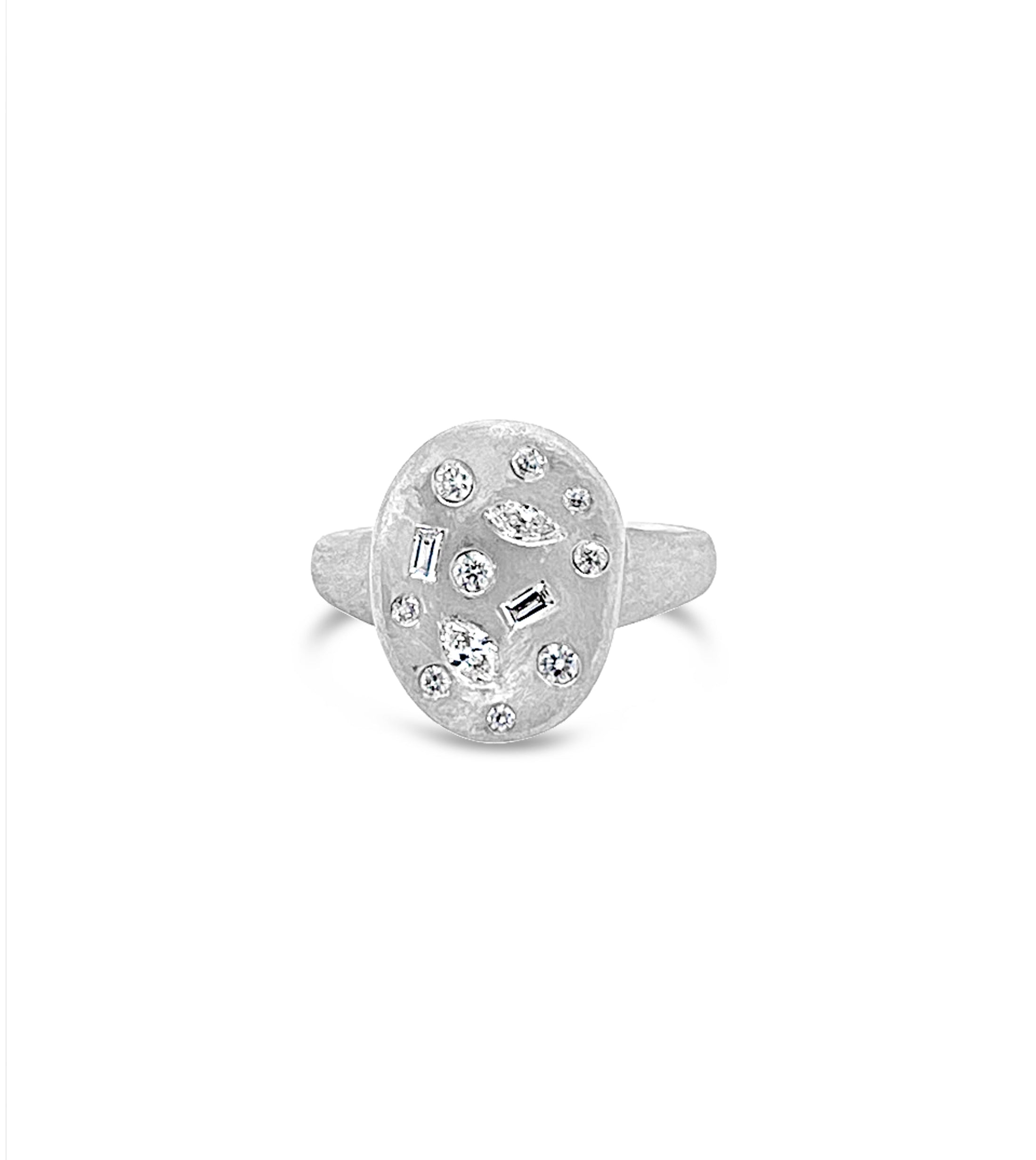 OLIVE & CHAIN Diamond Fancy Celestial Concave Ring - Yellow Gold, 5.5