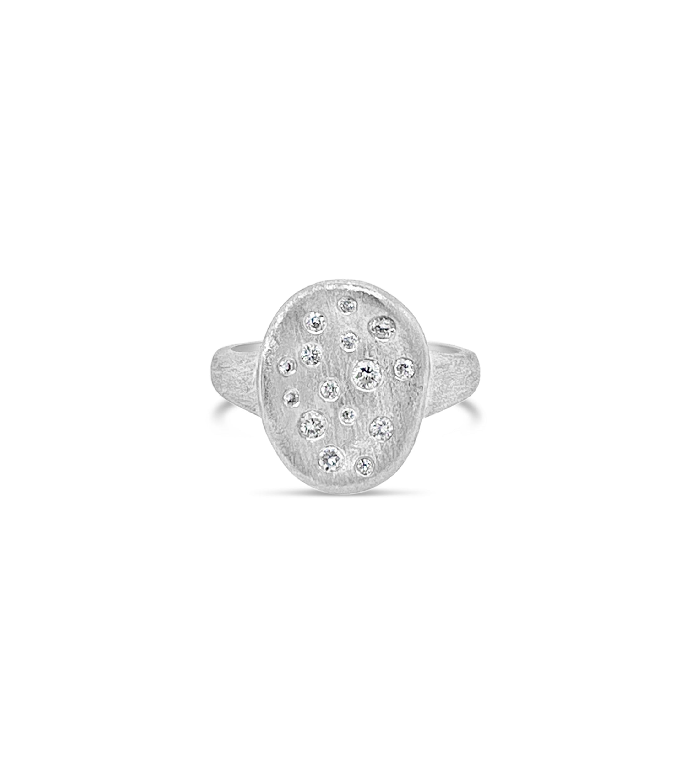 OLIVE & CHAIN Diamond Celestial Concave Ring - Yellow Gold, 5.5