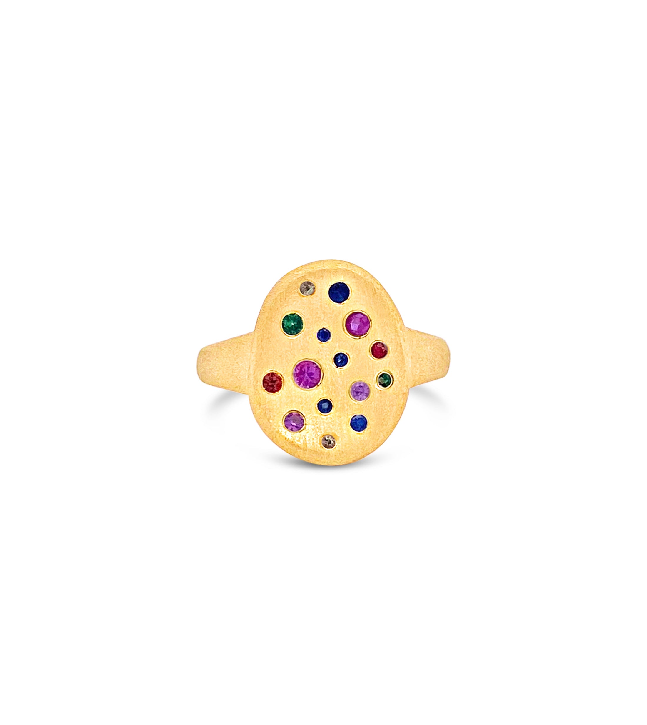 OLIVE & CHAIN Rainbow Celestial Concave Ring - Yellow Gold, 5.5