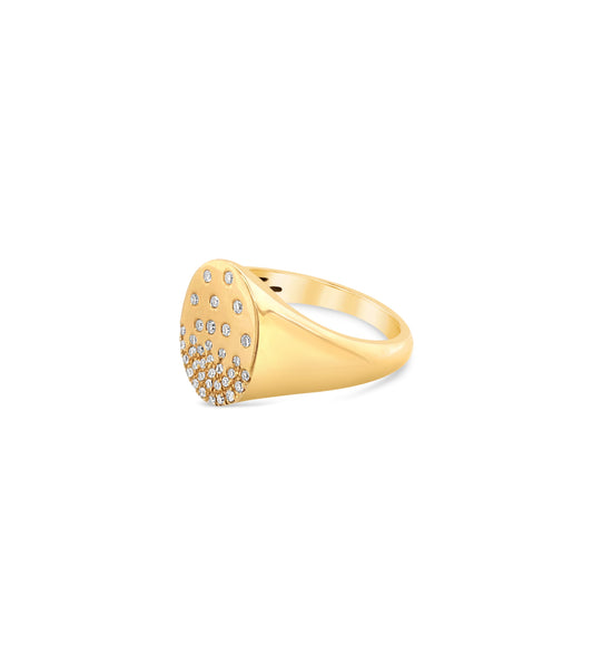 OLIVE & CHAIN Diamond Celestial Signet Ring - Yellow Gold, 3.5