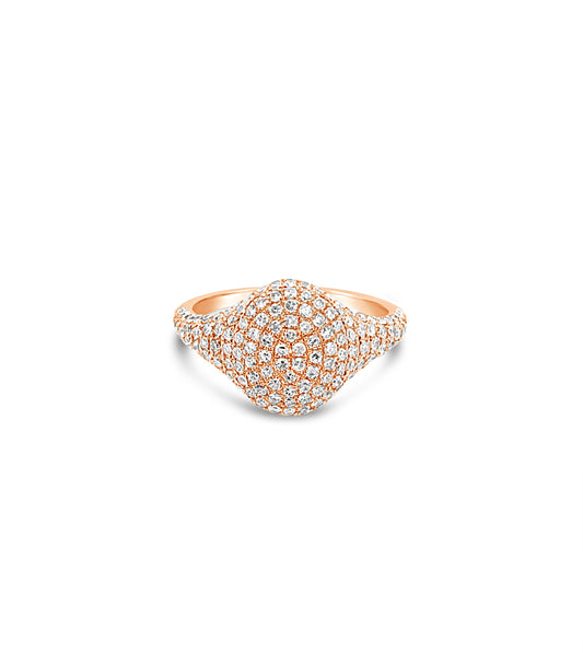 OLIVE & CHAIN Diamond Oval Pinky Ring - Yellow Gold, 4.5
