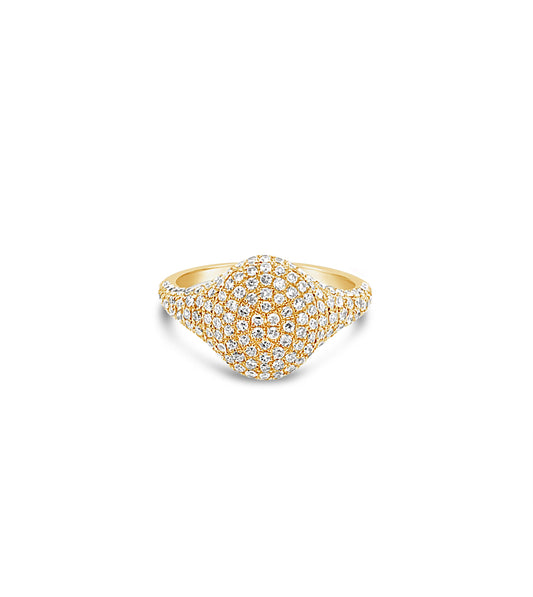 OLIVE & CHAIN Diamond Oval Pinky Ring - Yellow Gold, 3.5