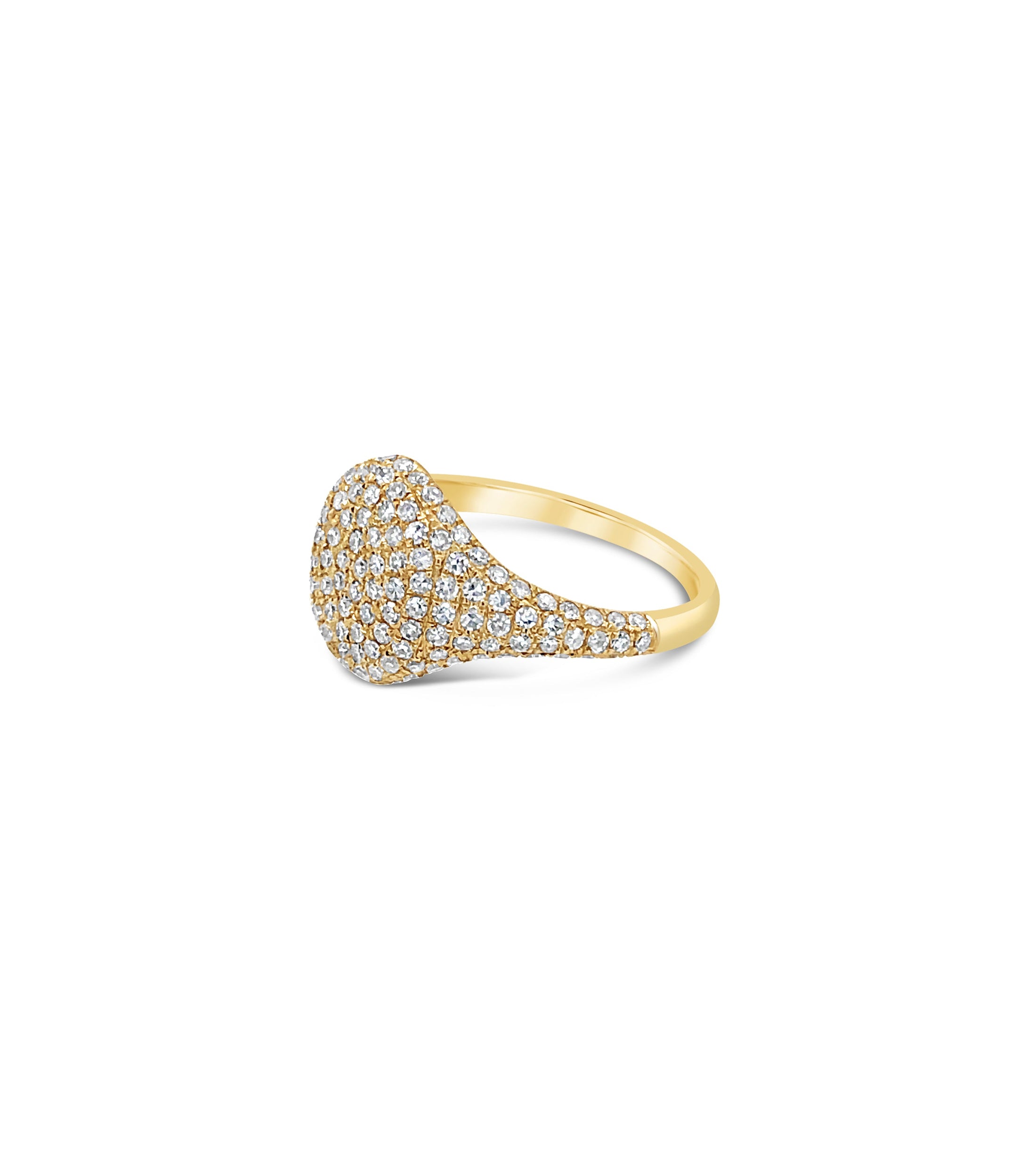 OLIVE & CHAIN Diamond Oval Pinky Ring - Yellow Gold, 5.5
