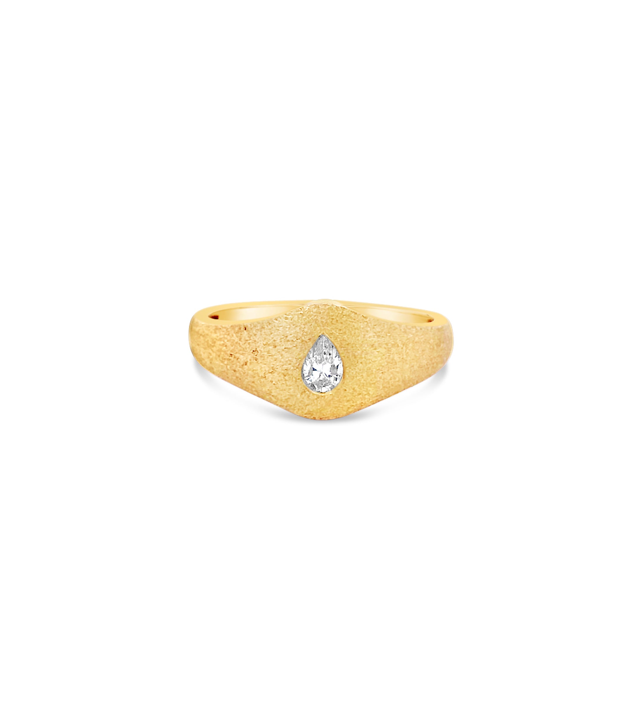 OLIVE & CHAIN Diamond Pear Signet Ring - Yellow Gold, 5.5