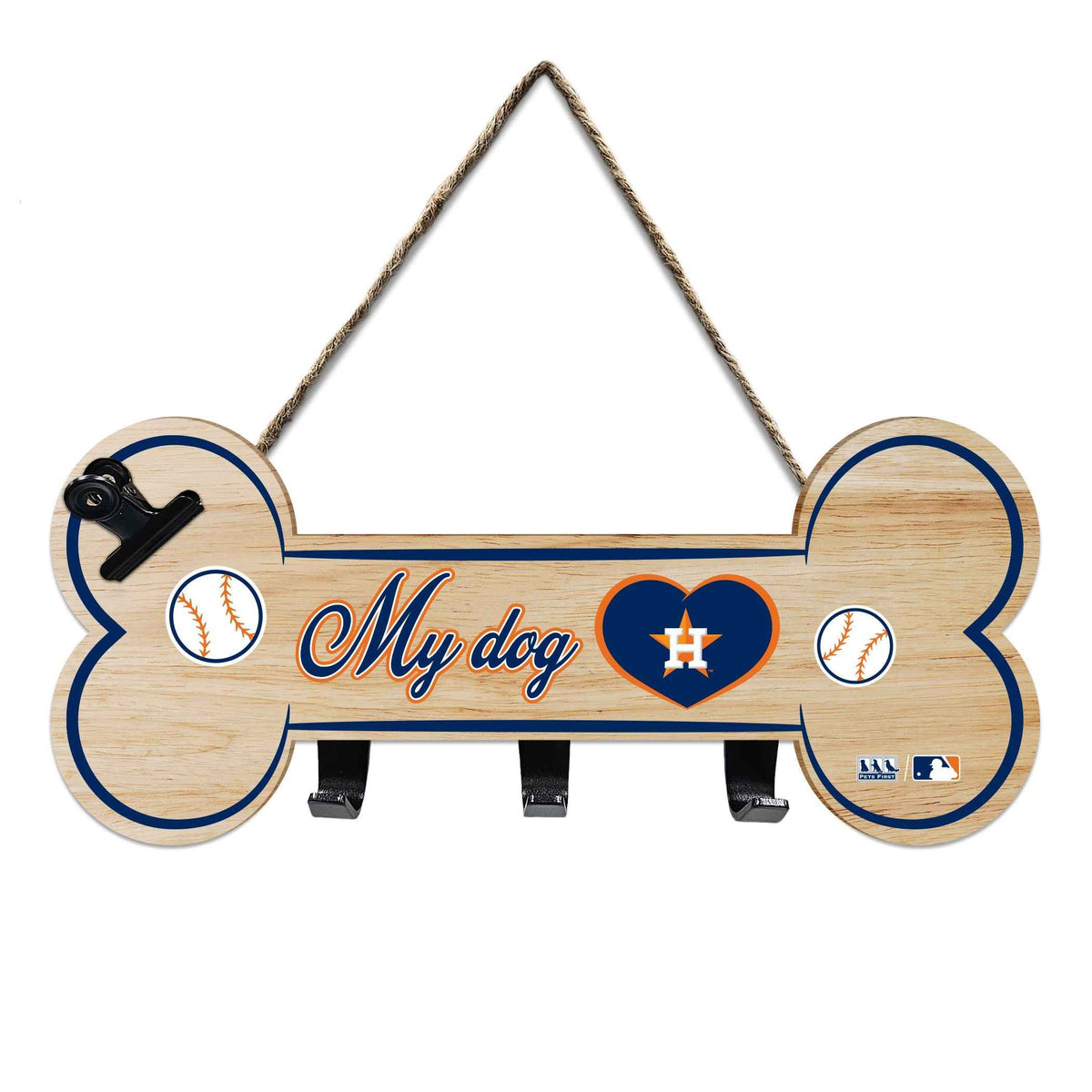 Houston Astros Bone Shape Sign With Hooks