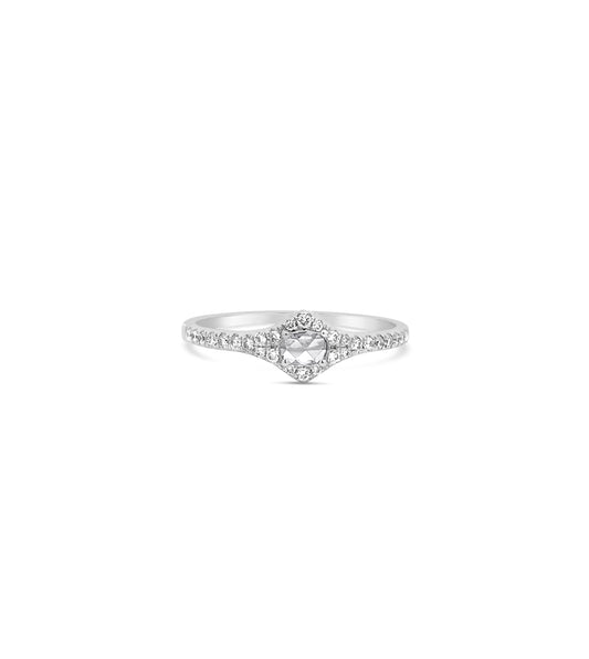 OLIVE & CHAIN Rose Cut Diamond Royal Ring - White Gold, 6.0