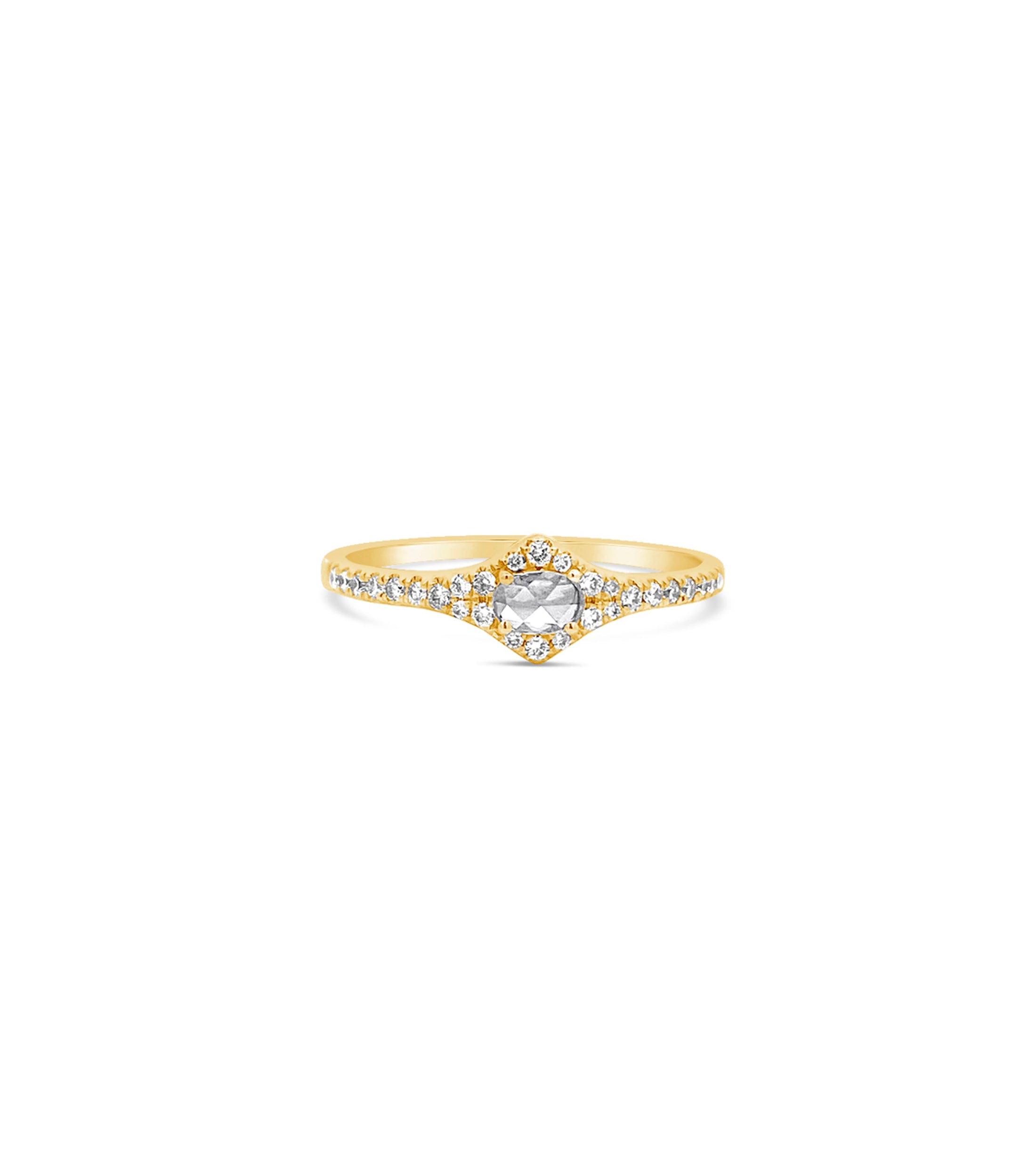 OLIVE & CHAIN Rose Cut Diamond Royal Ring - White Gold, 6.5