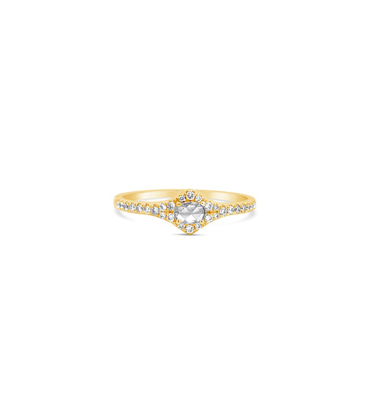 OLIVE & CHAIN Rose Cut Diamond Royal Ring - White Gold, 6.5