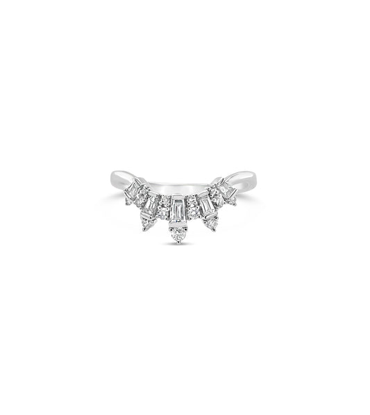 OLIVE & CHAIN Diamond Baguette Chevron Ring - White Gold, 5.0
