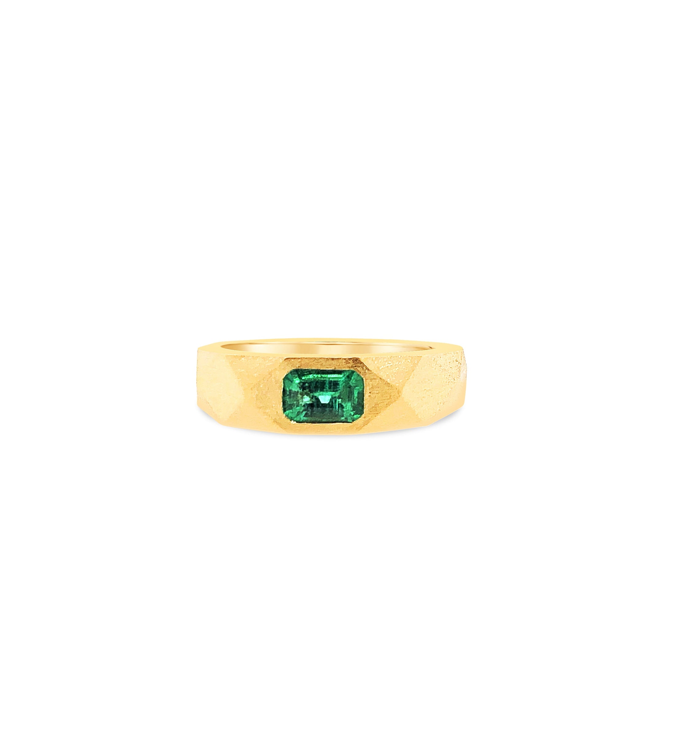 OLIVE & CHAIN Emerald Geometric Band - Yellow Gold, 5.0
