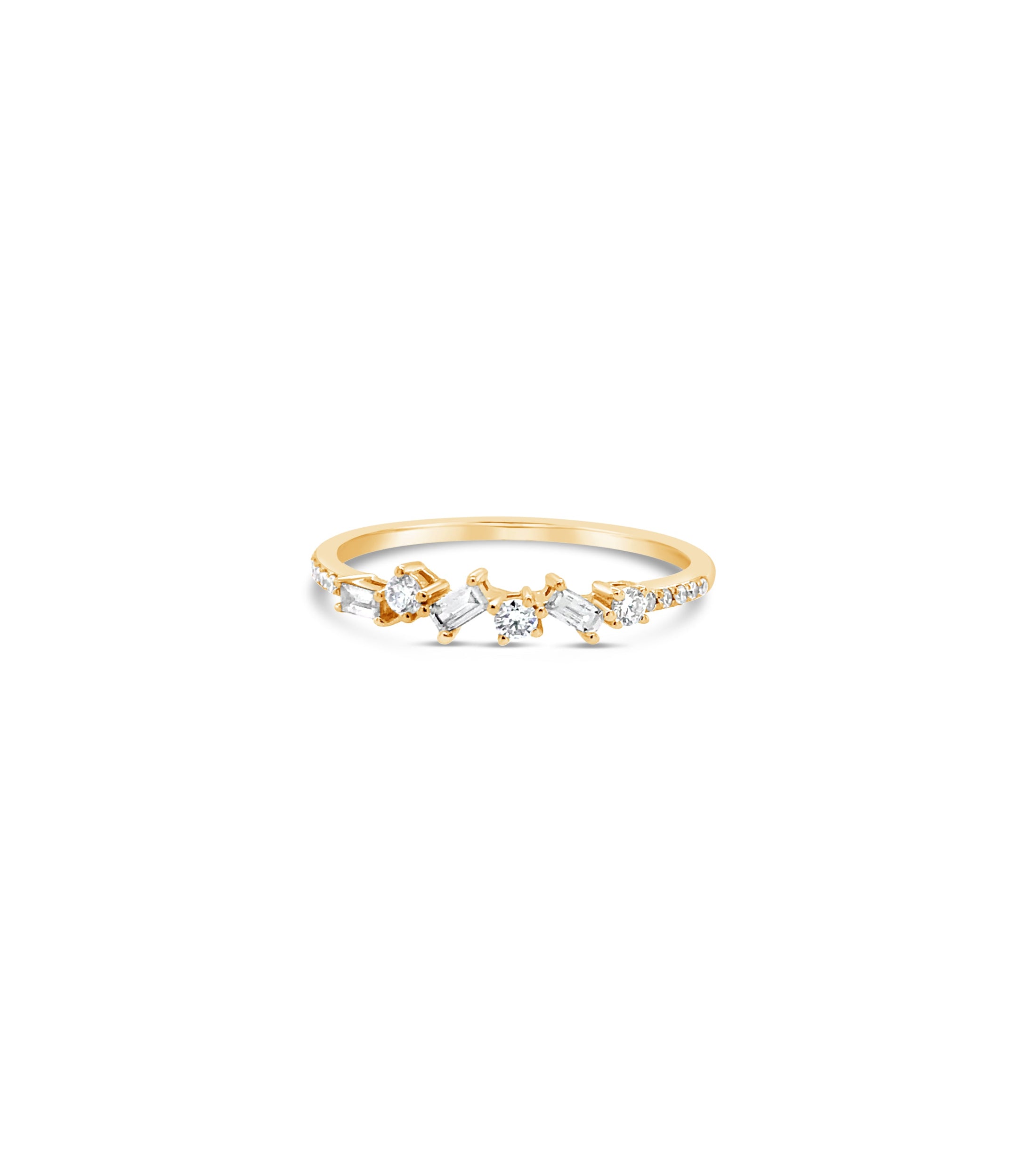 OLIVE & CHAIN Baguette & Round Diamond Cluster Band - Yellow Gold, 5.0