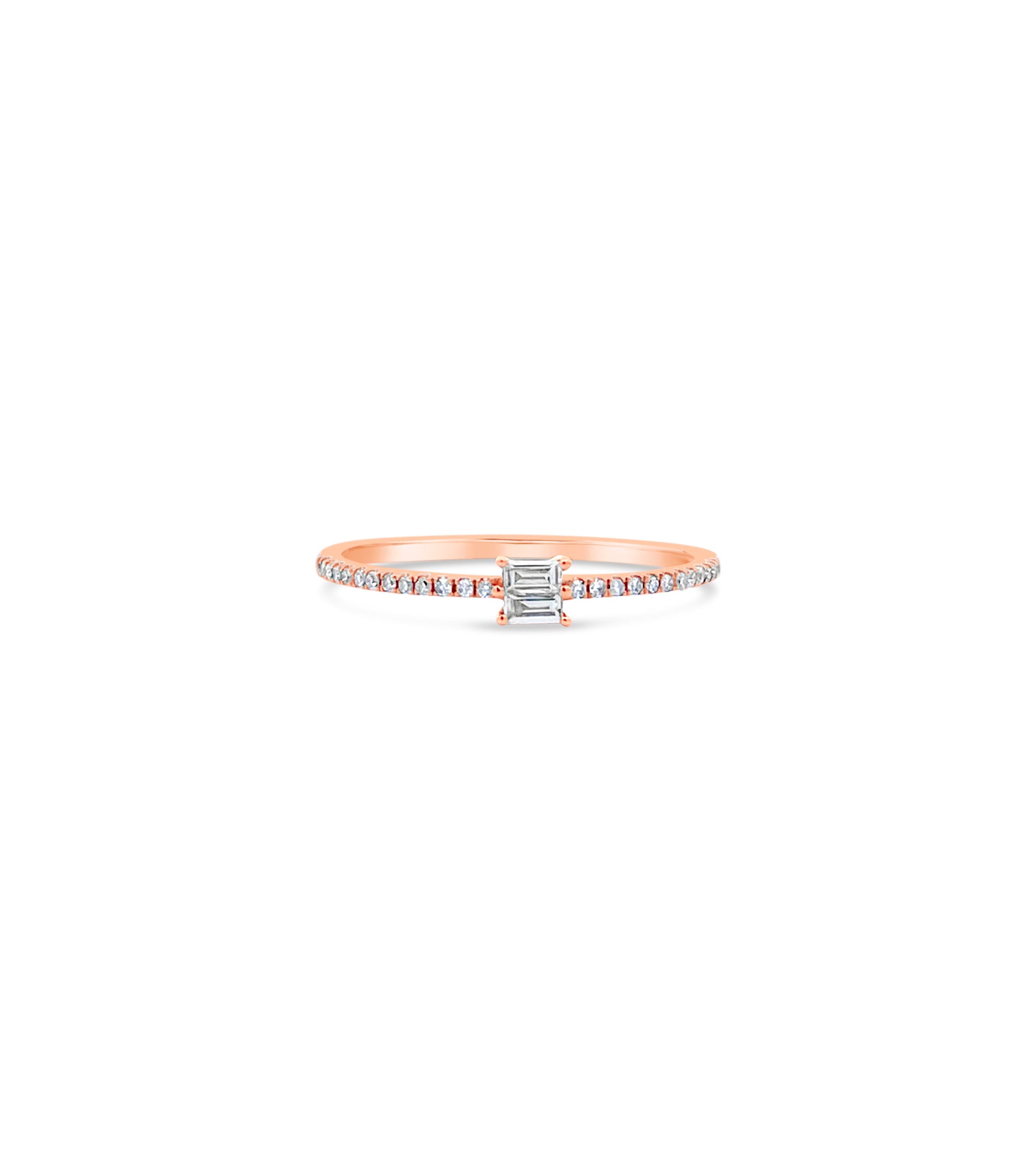 OLIVE & CHAIN Diamond Baguette Stackable Ring - White Gold, 6.5