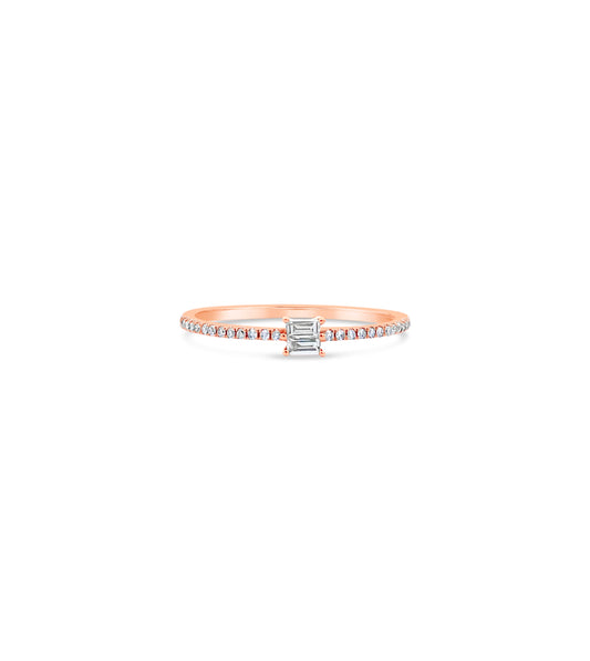 OLIVE & CHAIN Diamond Baguette Stackable Ring - White Gold, 6.5