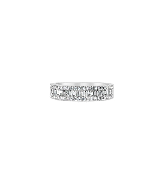 OLIVE & CHAIN Baguette & Round Diamond Band - White Gold, Petite, 5.0