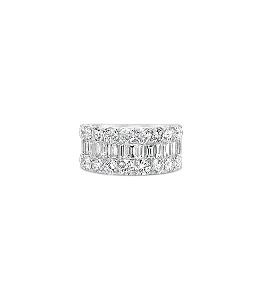 OLIVE & CHAIN Baguette & Round Diamond Band - White Gold, Petite, 6.0