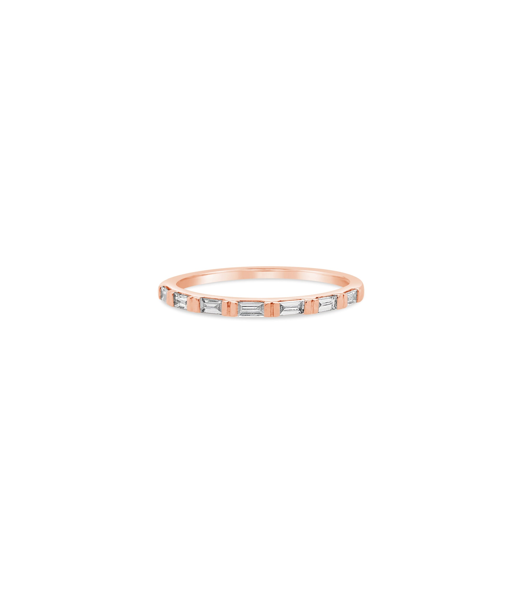 OLIVE & CHAIN Diamond Baguette Bar Set Band - White Gold, 6.0