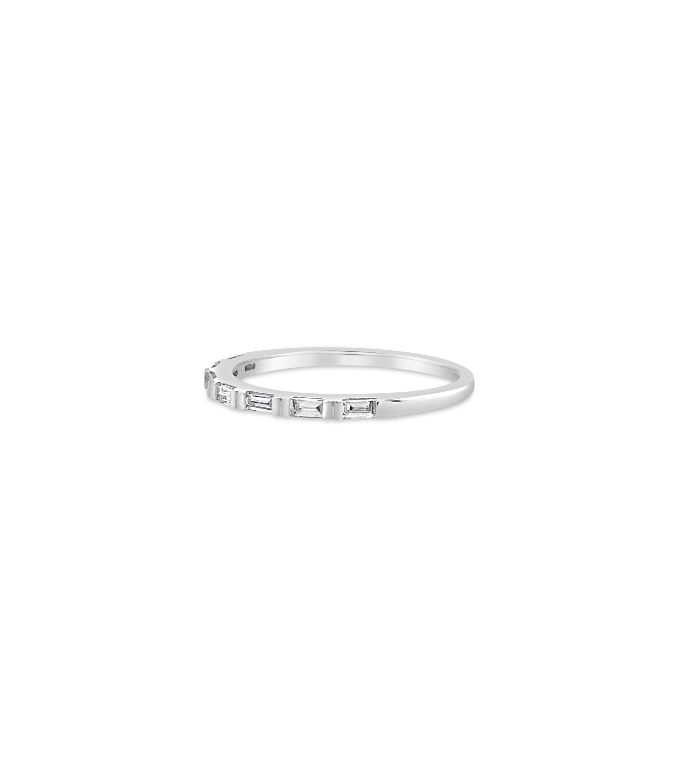 OLIVE & CHAIN Diamond Baguette Bar Set Band - White Gold, 6.5