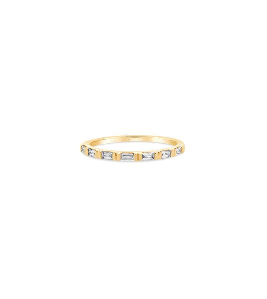 OLIVE & CHAIN Diamond Baguette Bar Set Band - White Gold, 5.0