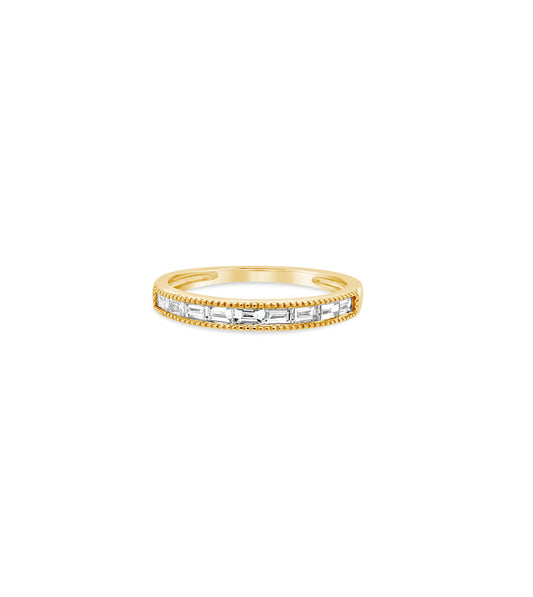 OLIVE & CHAIN Diamond Baguette Milgrain Channel Set Band - Yellow Gold, 5.0