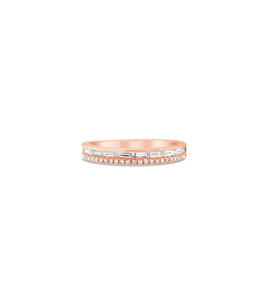 OLIVE & CHAIN Baguette & Round Diamond Band - Yellow Gold, 6.0