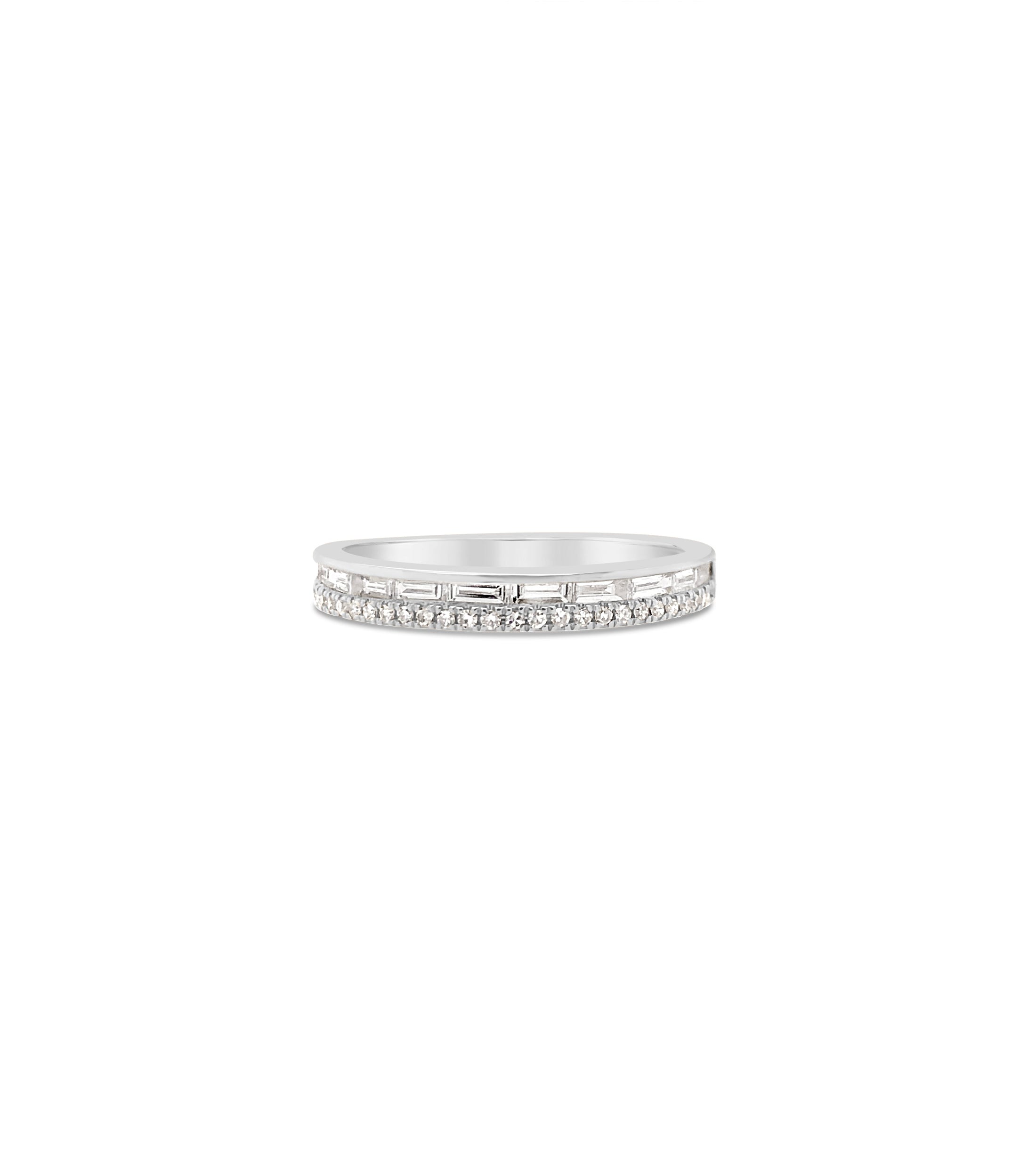 OLIVE & CHAIN Baguette & Round Diamond Band - Yellow Gold, 5.5