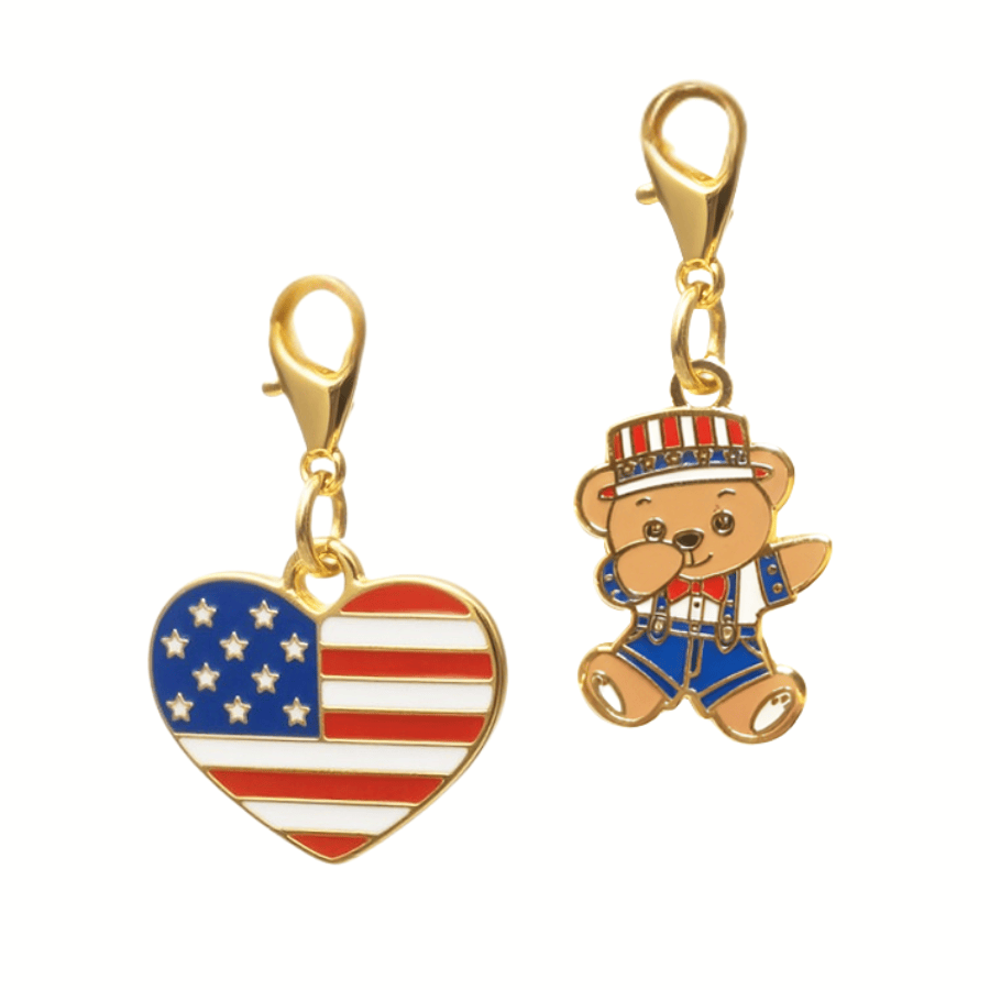 American Heart & Dabbing American Bear Pet Charm Set