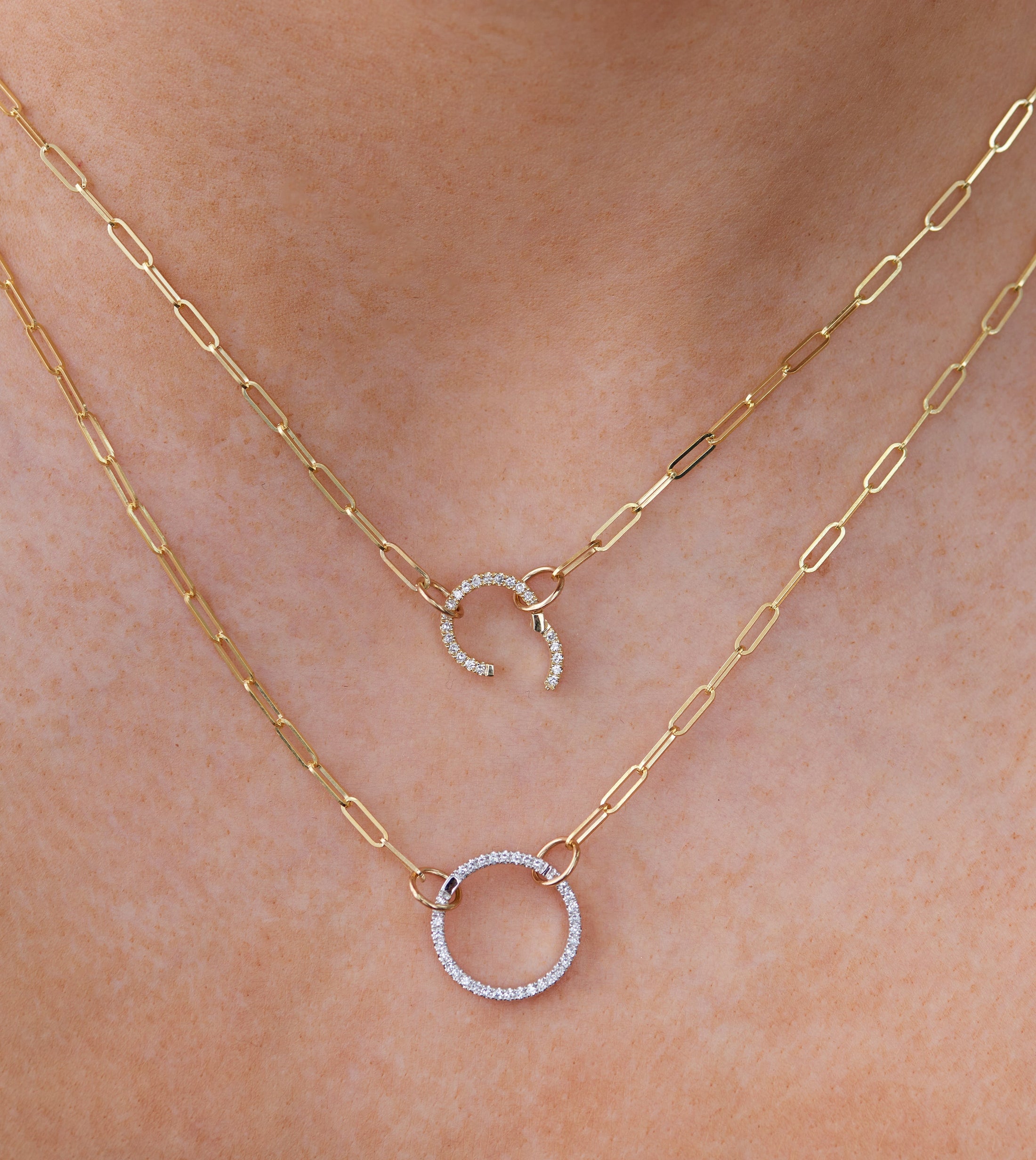 OLIVE & CHAIN Diamond Round Connector Clasp - White Gold, 15mm