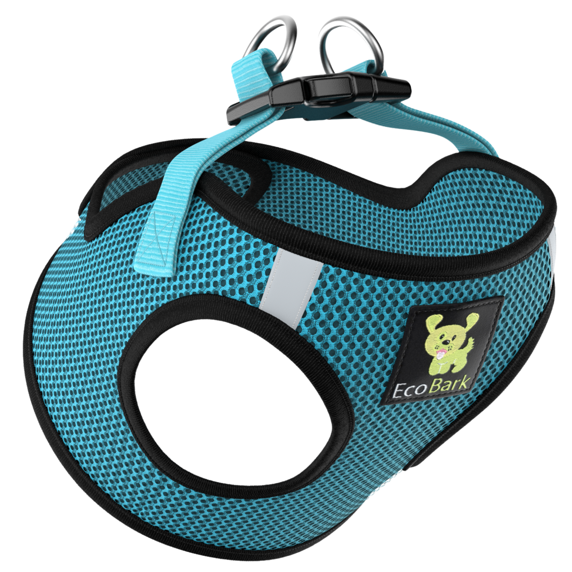 EcoBark Step In Dog Harness - XXXS to Small Breeds- Reflective Soft Mesh Harness for Teacup, Small Dogs and Puppies / Aqua Sport