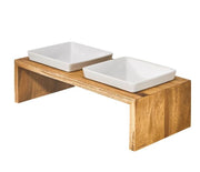 Artisan Double Wood Feeder Bamboo