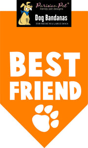 Parisian Pet 'Best Friend' Bandana - Comfortable, Trendy, Fashionable Orange Pet Bandana for Dogs & Cats, Fun Pet Accessory