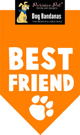 Parisian Pet 'Best Friend' Bandana - Comfortable, Trendy, Fashionable Orange Pet Bandana for Dogs & Cats, Fun Pet Accessory