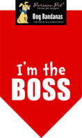 Load image into Gallery viewer, Parisian Pet 'I'm The Boss' Bandana for Dogs & Cats - Trendy, Comfortable, Funny Red Pet Bandana, Fashionable Dog & Cat Accessory
