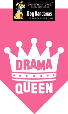 Parisian Pet 'Drama Queen' Bandana for Dogs & Cats - Fashionable, Comfortable, Fun Pink Dog & Cat Bandana, Trendy Pet Accessory