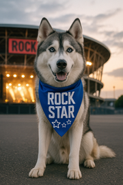 Parisian Pet 'Rock Star' Bandana for Dogs & Cats - Fashionable, Comfortable Blue Pet Bandana for Trendy Pets