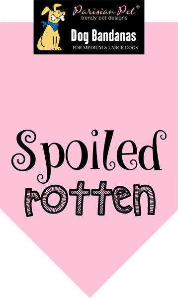 Parisian Pet 'Spoiled Rotten' Bandana for Dogs & Cats - Trendy, Comfortable, Funny Pink Dog Bandana