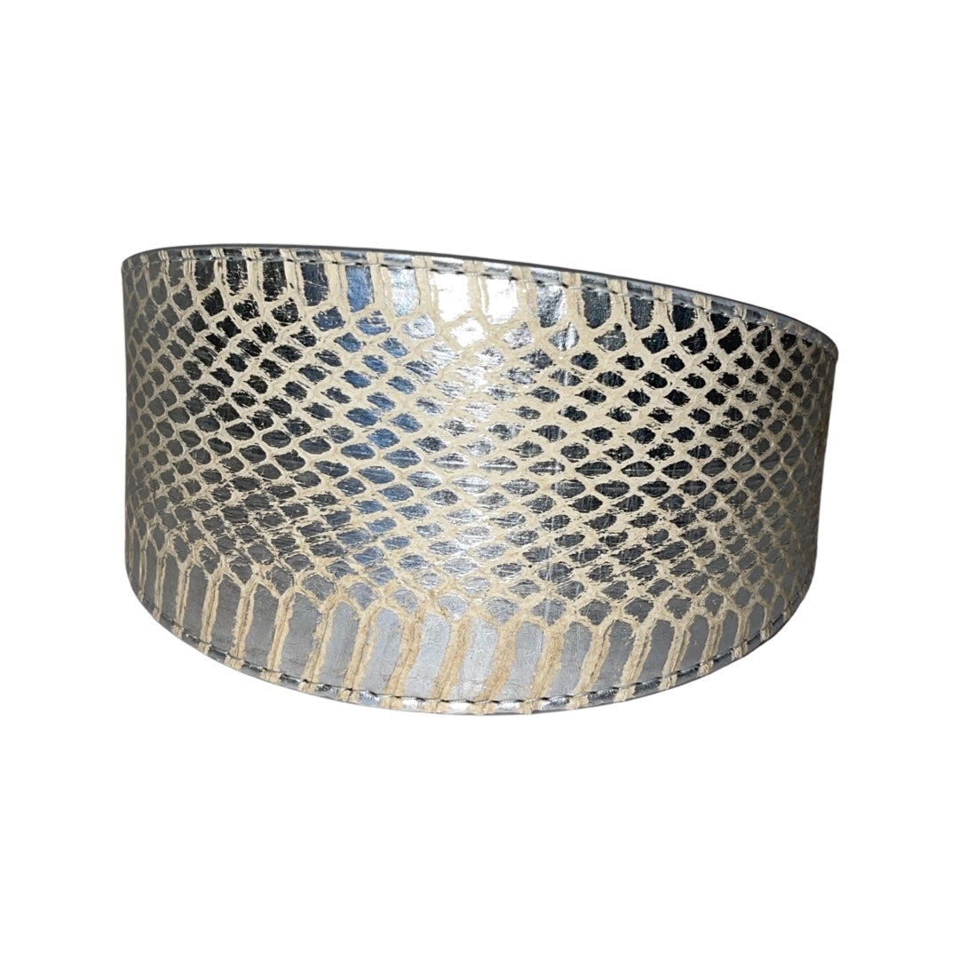 Stunning Silver Snake 3 Wide Style Collar With Silver Hardware