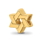 Star of David Bead Charm in 14k Yellow Gold Plated Sterling Silver
