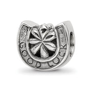 Good Luck Horseshoe Bead Charm in Antiqued Sterling Silver
