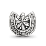 Good Luck Horseshoe Bead Charm in Antiqued Sterling Silver