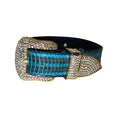 Load image into Gallery viewer, Turquoise & Black Swarovski Crystal Hardware Snake Collar
