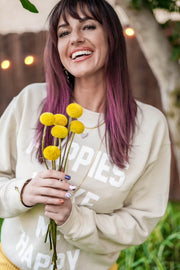 Puppies Make Me Happy | Cream Crewneck Uni-Sex Sweatshirt