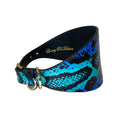 Load image into Gallery viewer, Electric/Turquoise Blue & Black Custom Snake 4” Wide Style Collar
