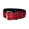 Load image into Gallery viewer, Red & Black Leopard Print Italian Leather Classic Collar

