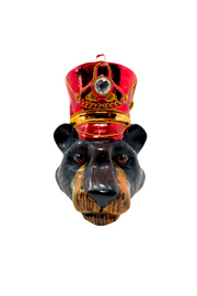 KRG Black Bear Head Polish Glass Ornament 