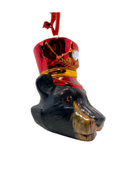 KRG Black Bear Head Polish Glass Ornament 