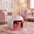 Load image into Gallery viewer, Barbie Dog Bed, Barbie Disco Ball Quilt with Pink Plush Interior, Dome
