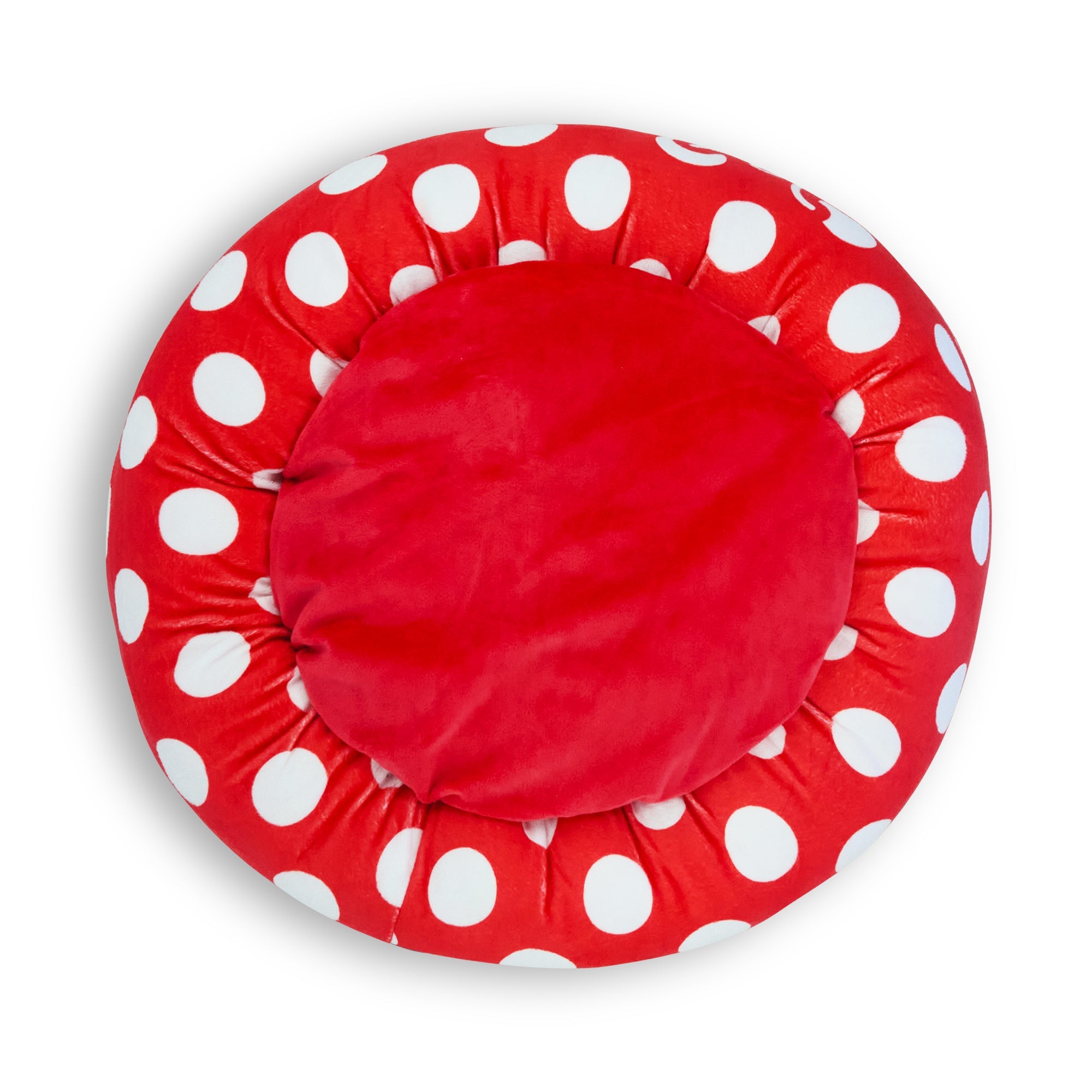 Donut Pet Bed - MINNIE MOUSE Script and Polka Dot Red/White