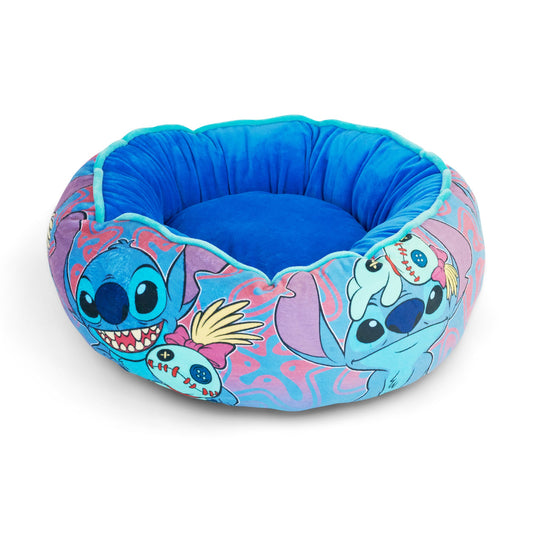 Donut Pet Bed - Stitch and Scrump Poses Blue/Lavender
